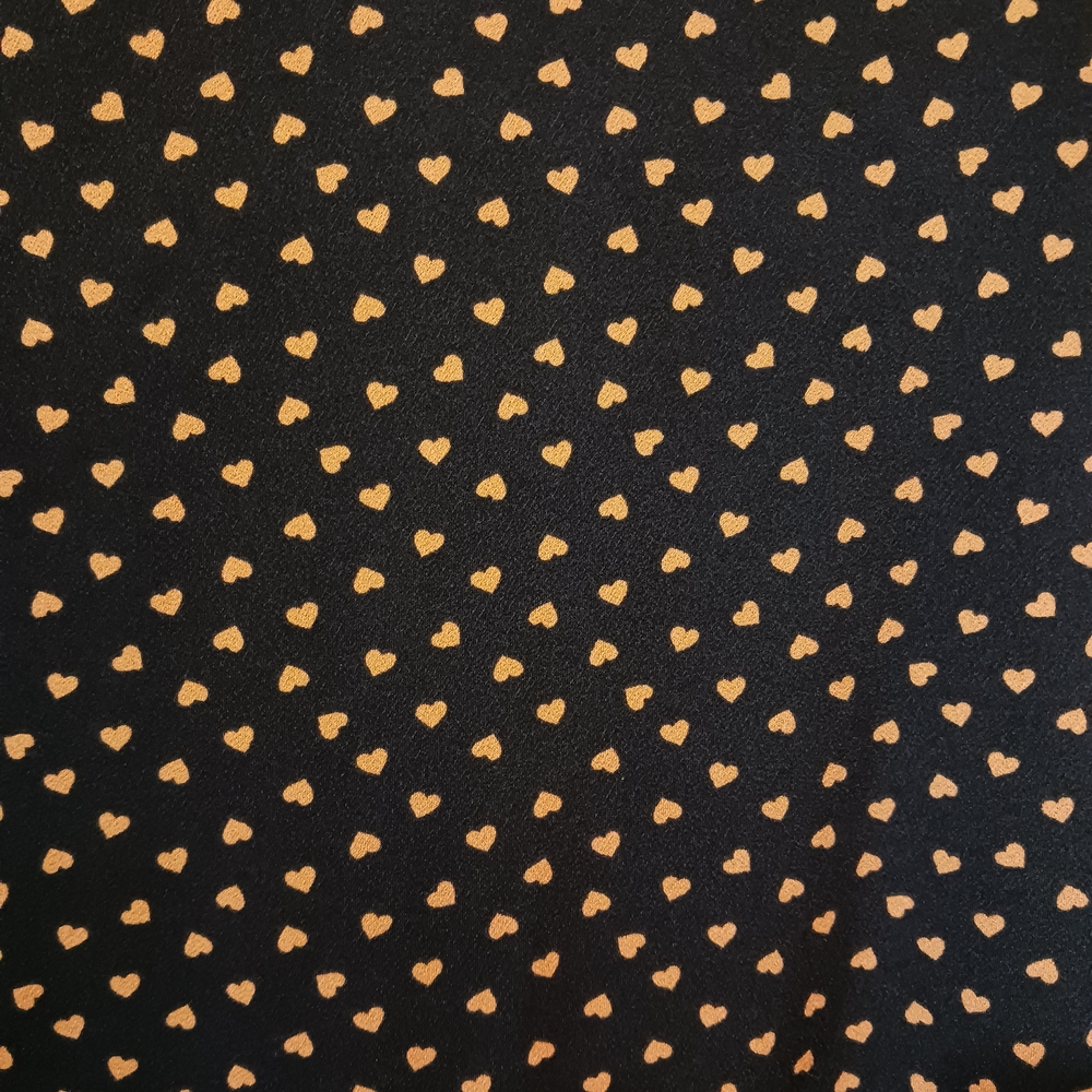 Adrianna Papell V-Neck Flutter Sleeve Navy and Tan Heart Polka Dot Blouse Small - Picture 2 of 5